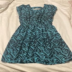Teal and black print dress